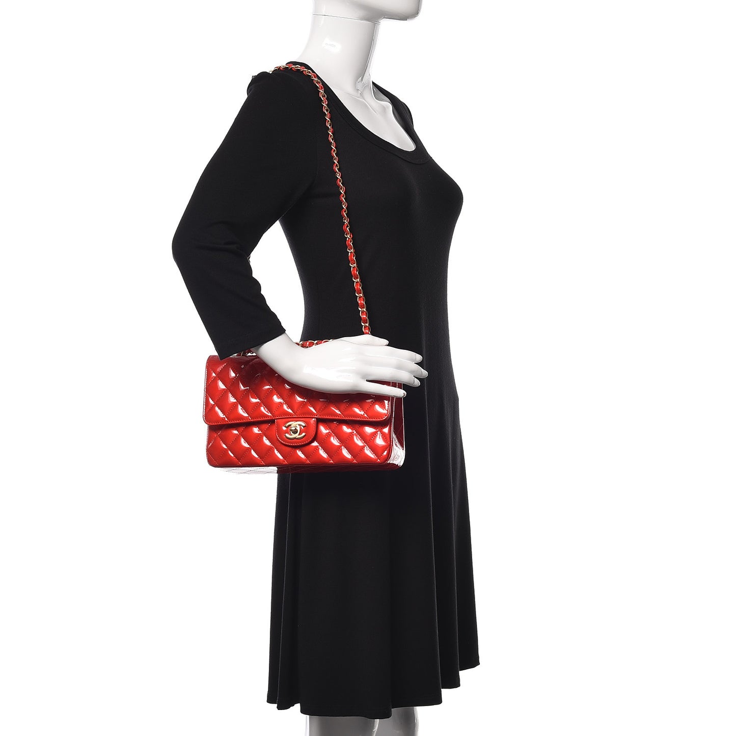 Patent Quilted Medium Mobile Art Double Flap Red