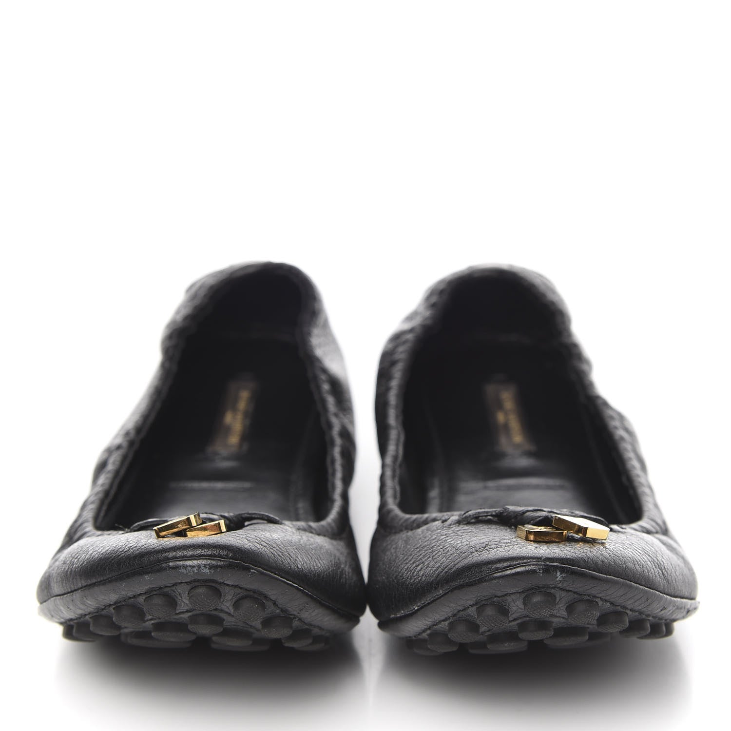 Louis Vuitton Calfskin Lemon Ballerina Flats 40 Black 2 of 9