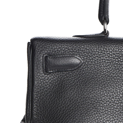 Hermes Taurillon Clemence Shoulder Kelly 40 Black 12 of 29