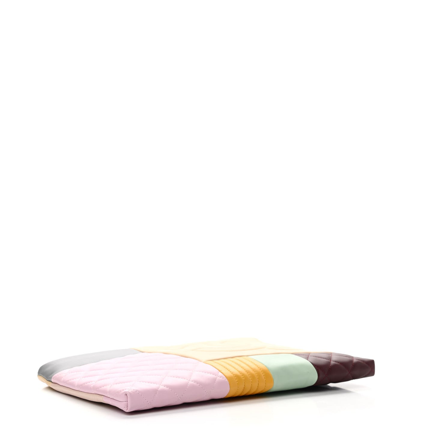 Lambskin Patchwork Medium Cosmetic Case Multicolor Burgundy