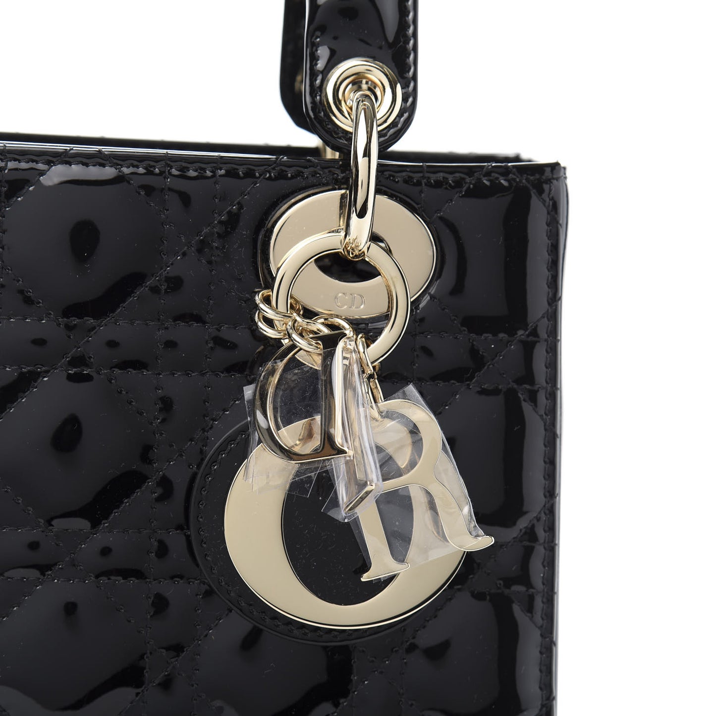 Patent Cannage Small Lady Dior Black