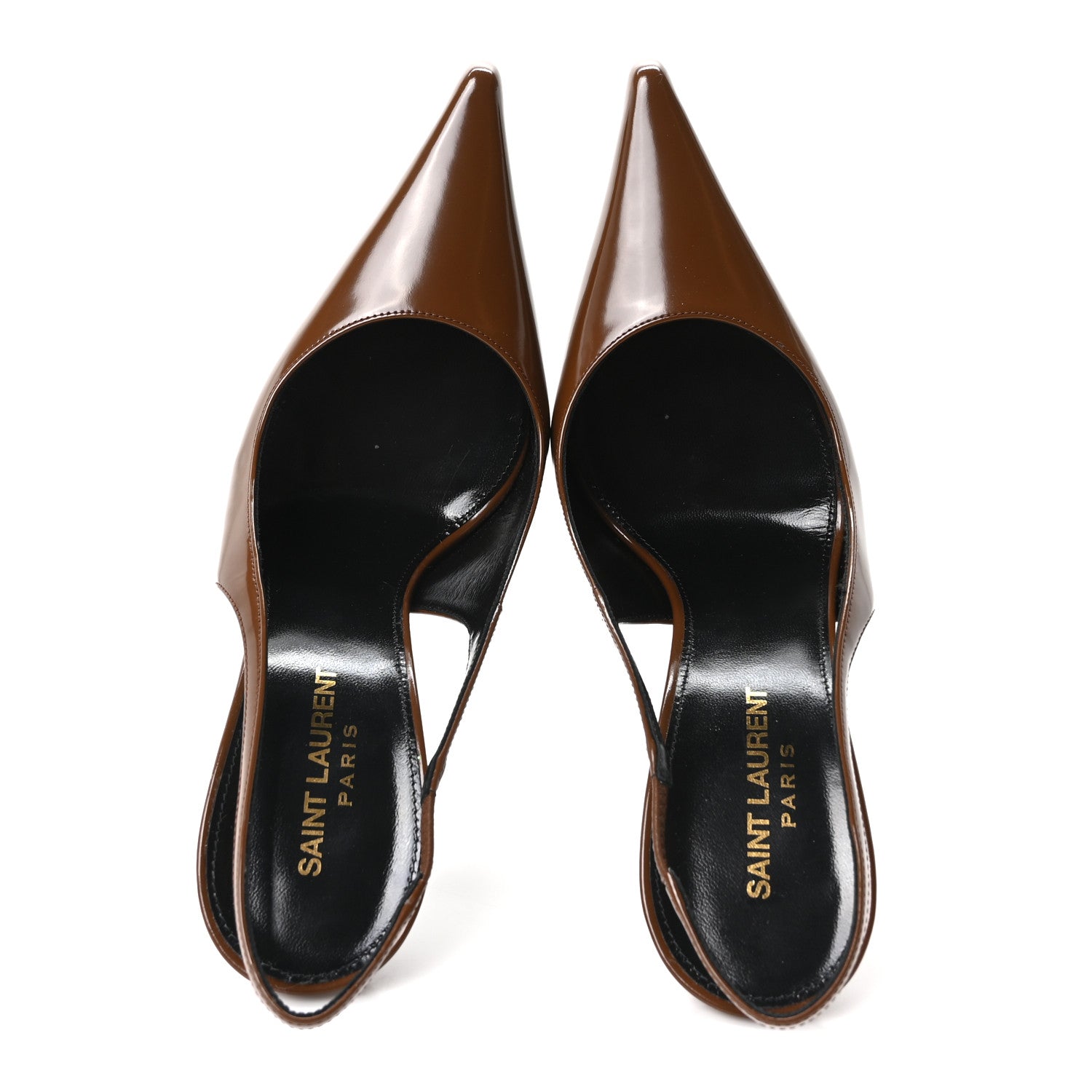 Saint Laurent Patent Vendome Slingback Pumps 39 Soil Brown 3 of 10