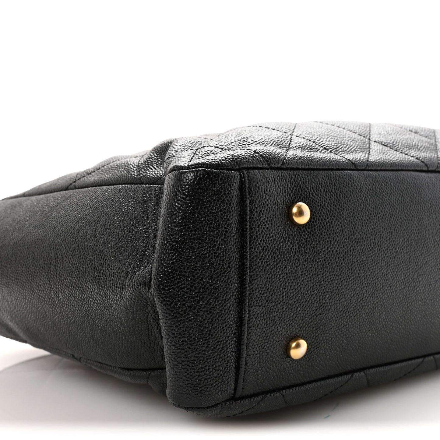 Caviar Quilted Small Trapezoid Chain Shopping Tote Black