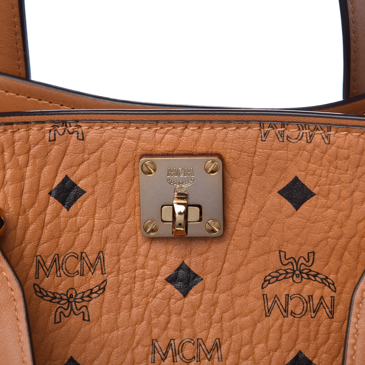 MCM Visetos Large Essential Tote Cognac 10 of 11