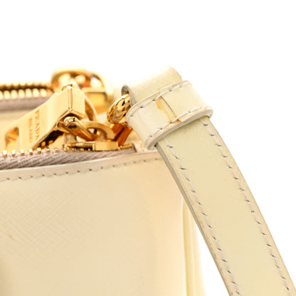 Prada Saffiano Vernice Mini Galleria Double Zip Tote Bianco 14 of 17