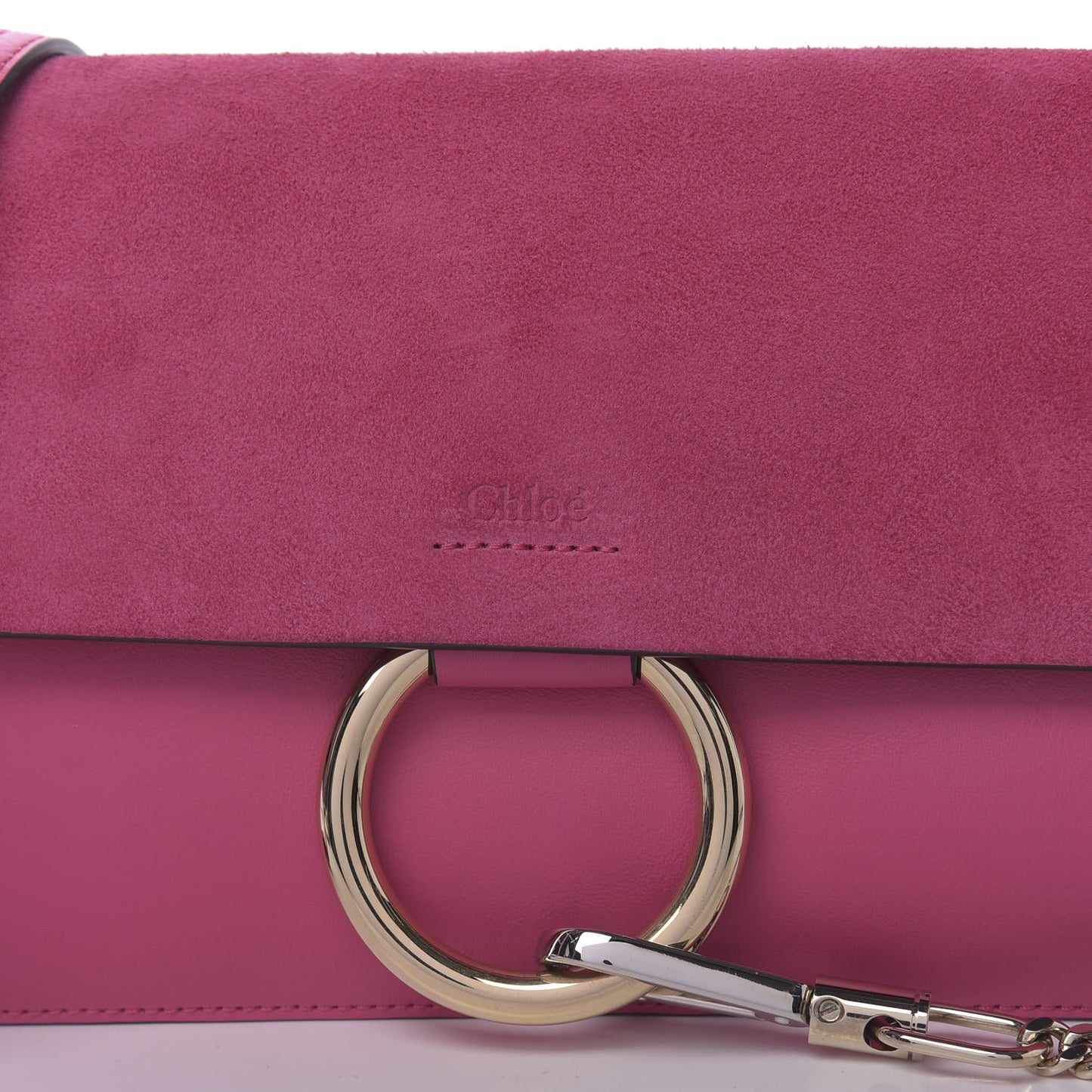 Suede Calfskin Small Faye Shoulder Bag Fuchsia Rose