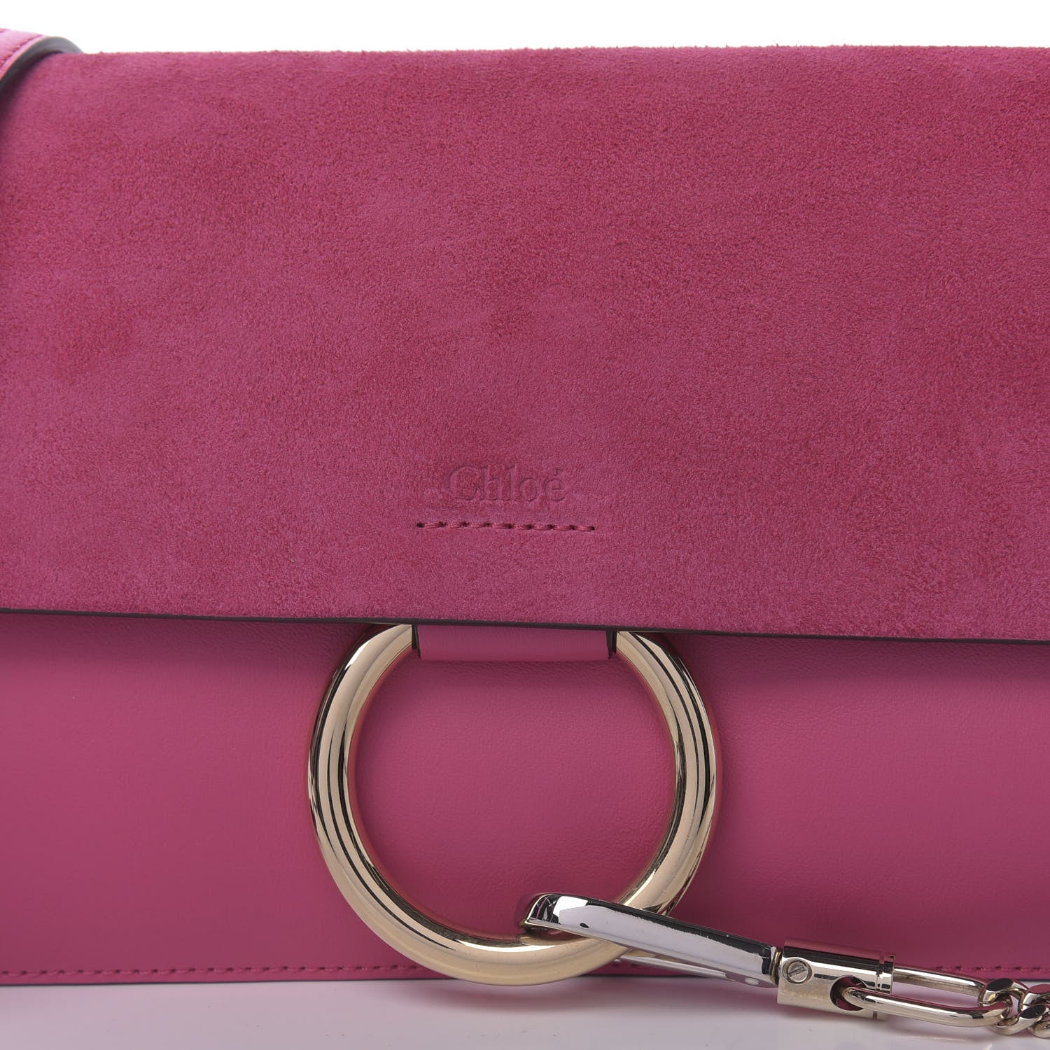 Chloe Suede Calfskin Small Faye Shoulder Bag Fuchsia Rose 9 of 9