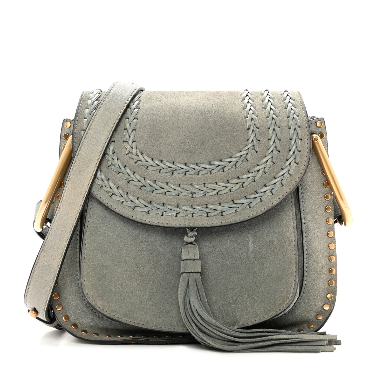 Suede Calfskin Braided Small Hudson Shoulder Bag Blue