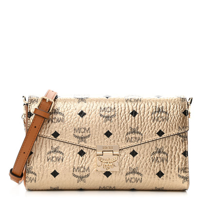 MCM Metallic Visetos Medium Millie Crossbody Bag Berlin Gold 1 of 9