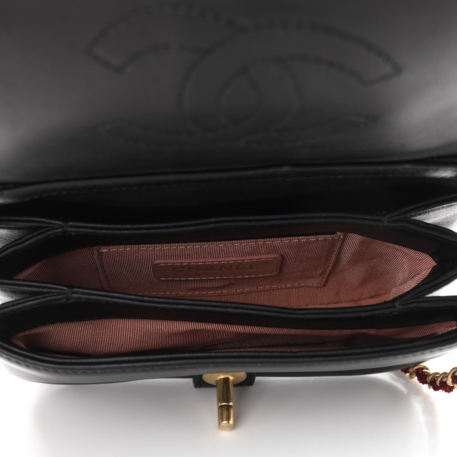 Chanel Velvet Lambskin Mini Camellia Flap Black Burgundy 7 of 11