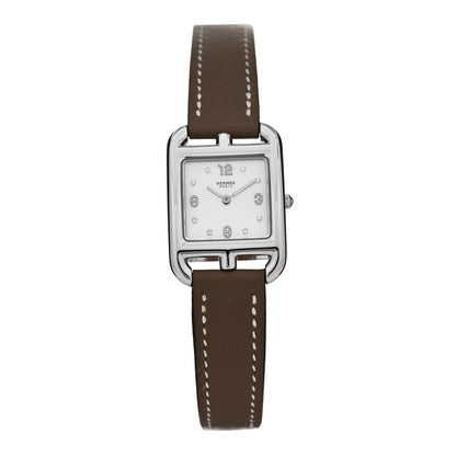 Hermes Stainless Steel Swift Diamond Mother of Pearl 23mm Cape Cod Quartz Watch Etoupe 1 of 5