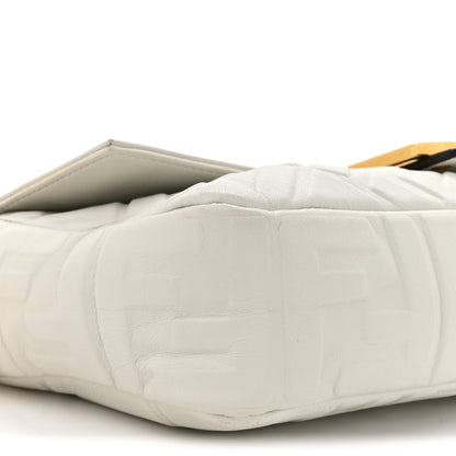 Fendi Nappa FF 1974 Embossed Baguette White 10 of 16