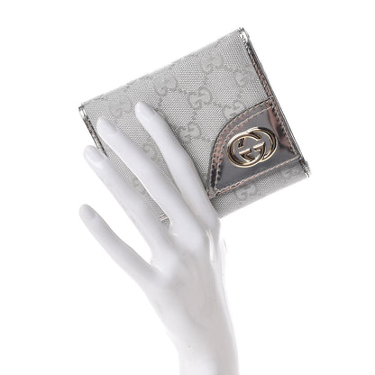 Gucci Metallic Monogram Britt Tri-Fold Wallet Silver 2 of 8