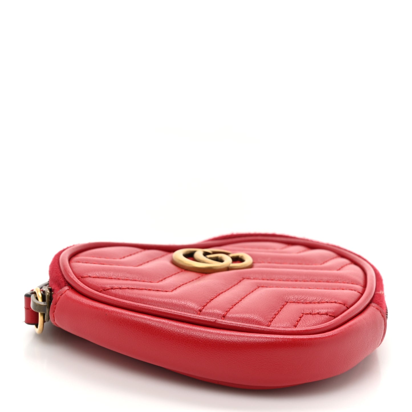 Calfskin Matelasse Chevron GG Marmont Heart Coin Purse Romantic Cerise