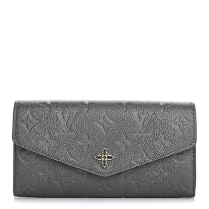 Louis Vuitton Metallic Empreinte Monogram Crystal Flower Sarah Wallet Gun Metal 1 of 9