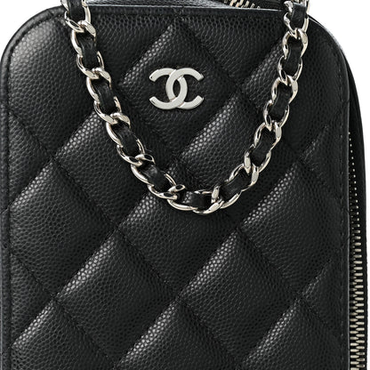 Chanel Caviar Quilted Phone Holder Wallet On Chain WOC Black 8 of 10