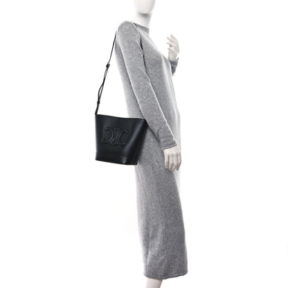 Celine Smooth Calfskin Small Cuir Triomphe Bucket Bag Black 3 of 8