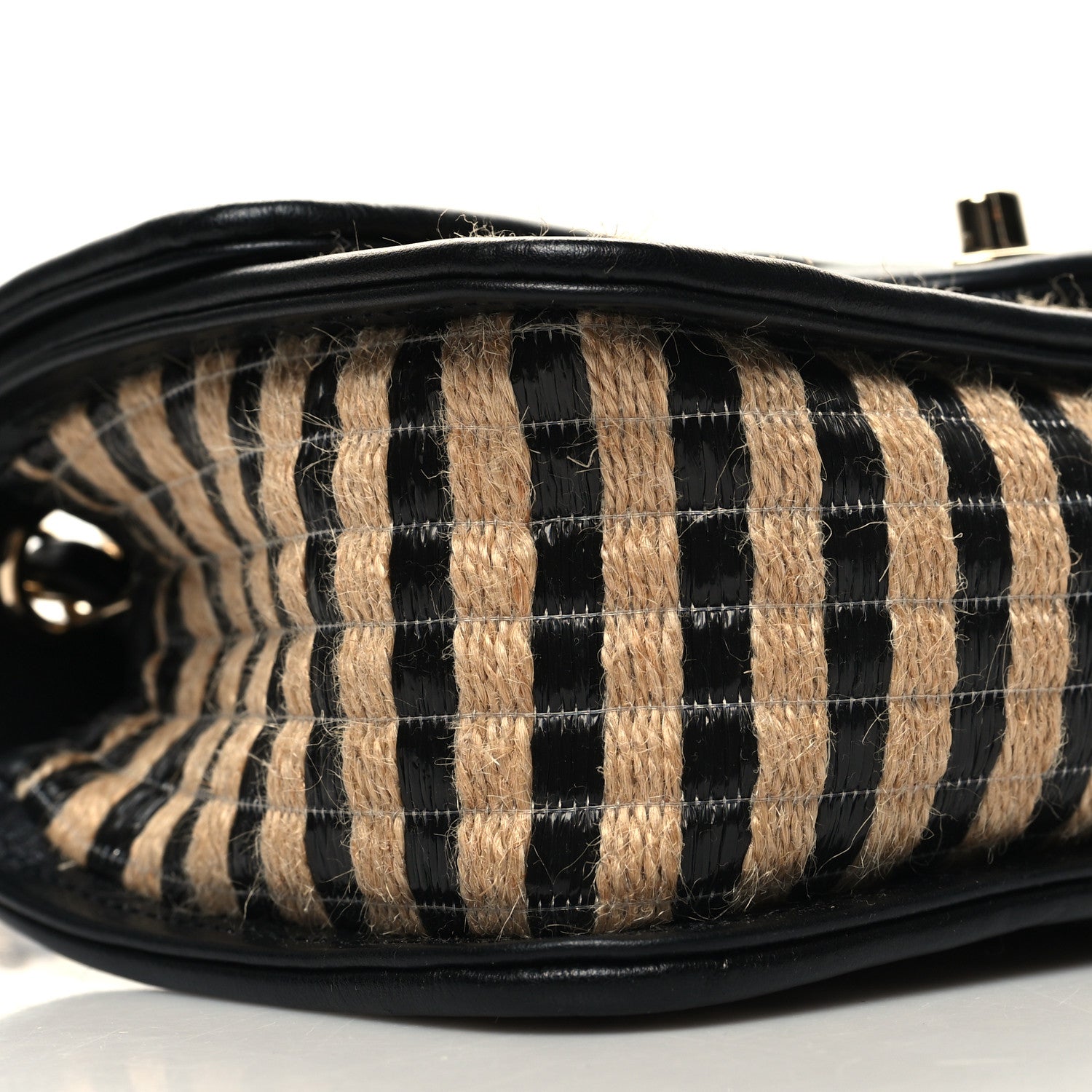Chanel Raffia Jute Striped Small Urban Jungle Single Flap Black Beige 9 of 12