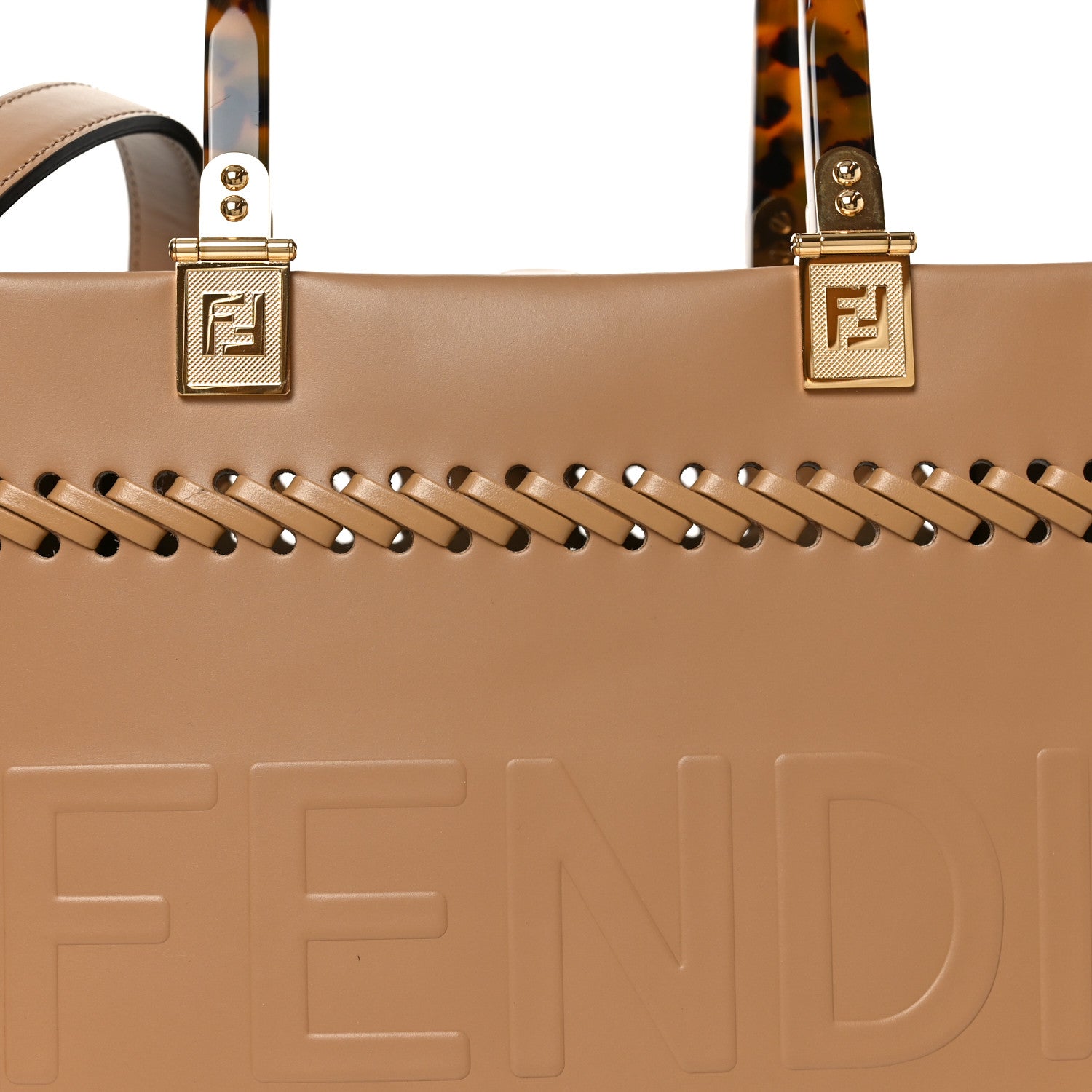 Fendi Vitello King Ceylon Plexiglass Woven Logo Debossed Small