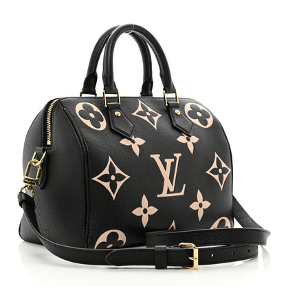 Louis Vuitton Empreinte Monogram Giant Speedy Bandouliere 25 Black Beige 3 of 9