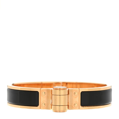 Hermes Enamel Charniere Uni Narrow Hinged Bracelet M Black 1 of 5