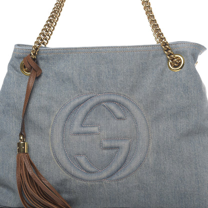 Gucci Denim Medium Soho Chain Shoulder Bag Blue 7 of 9