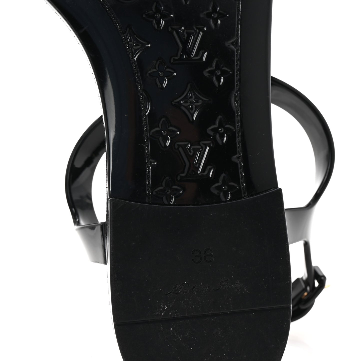 Rubber Bikini Thong Flat Sandals 38 Black