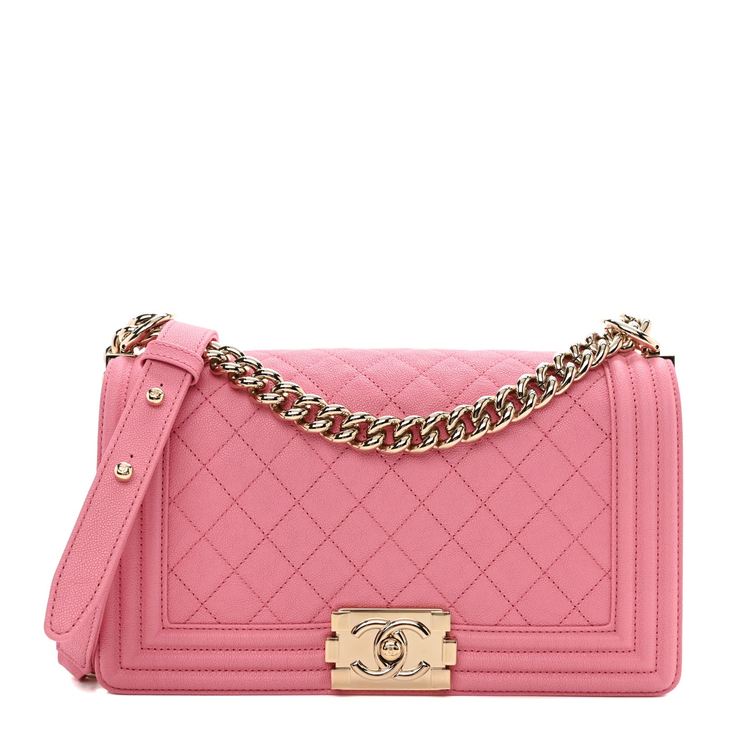 Caviar Quilted Medium Boy Flap Light Pink