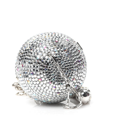 Judith Leiber Swarovski Crystal Disco Ball Minaudiere Clutch Silver 3 of 7