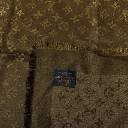 Louis Vuitton Silk Lurex Wool Monogram Shine Shawl Brown 3 of 3