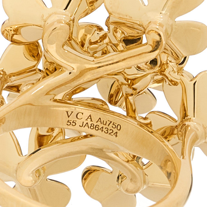 18K Yellow Gold Diamond Frivole 8 Flowers Ring 55 7.25