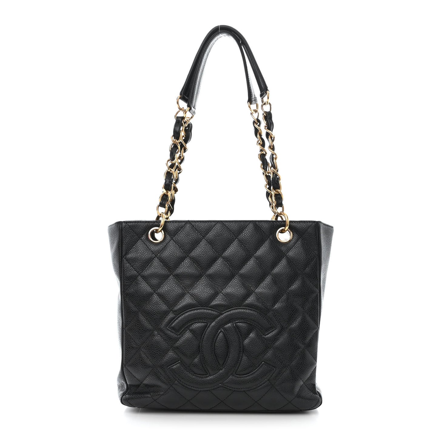Caviar Quilted Petit Shopping Tote PST Black