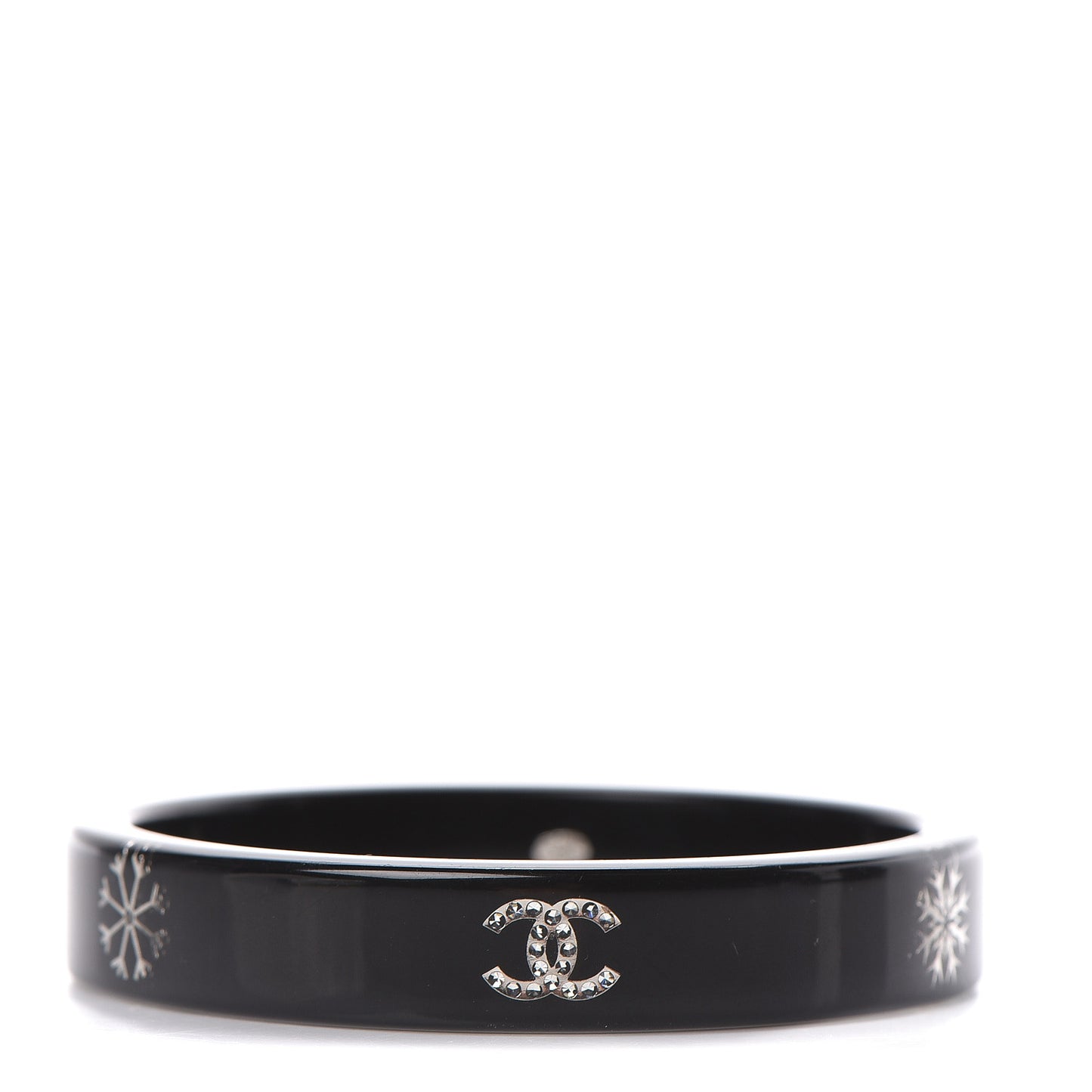 Resin Crystal Snowflake CC Bangle Black