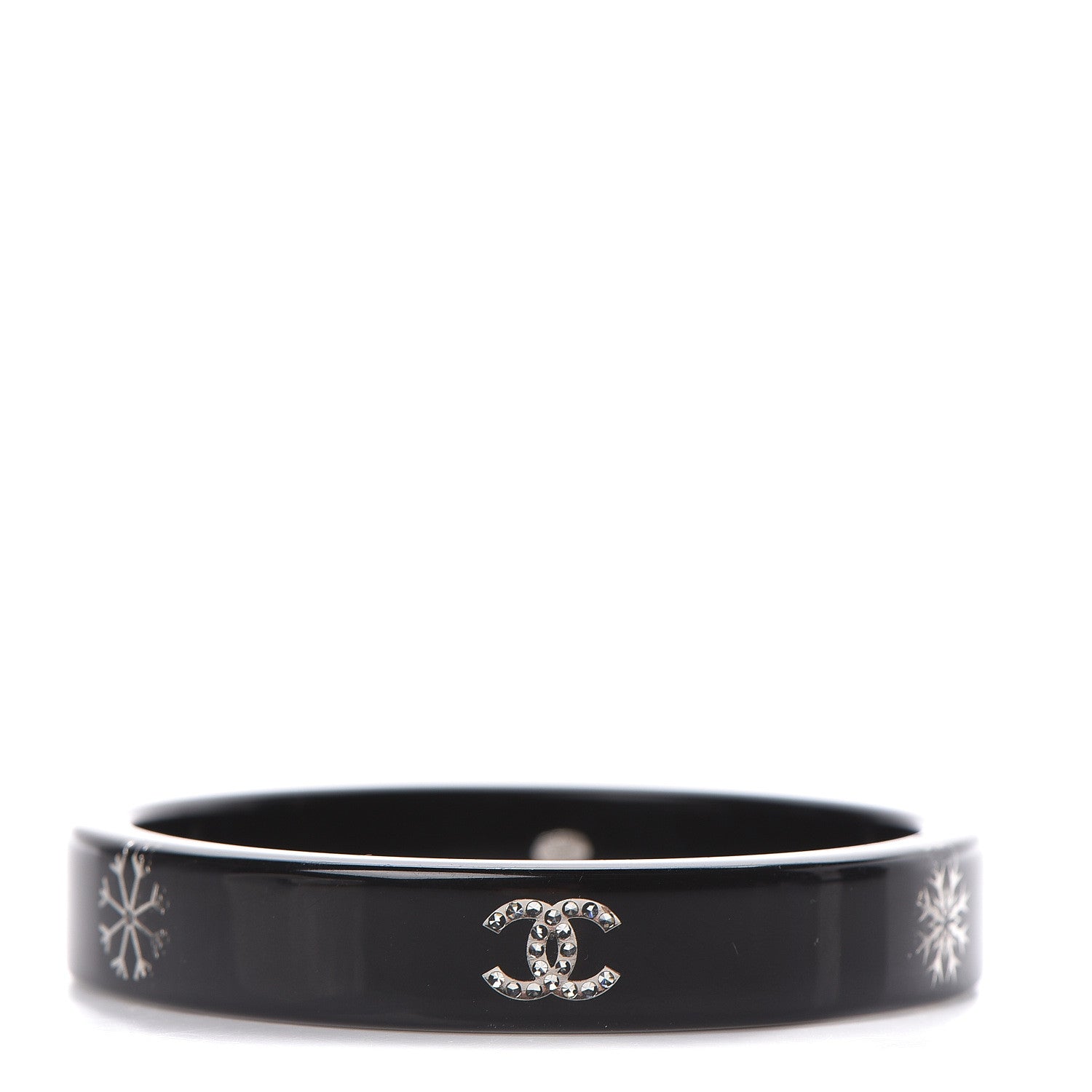 Chanel Resin Crystal Snowflake CC Bangle Black 1 of 4