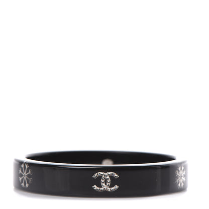 Chanel Resin Crystal Snowflake CC Bangle Black 1 of 4