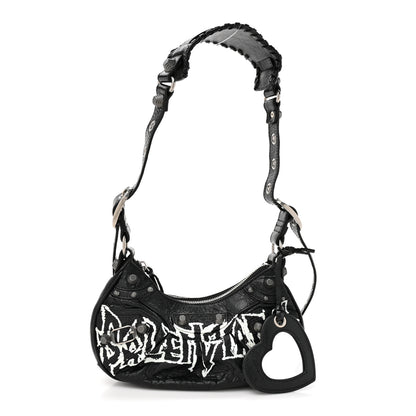 Balenciaga Agneau Arena Lunar New Year Graffiti Logo Le Cagole Shoulder Bag XS Black 3 of 11