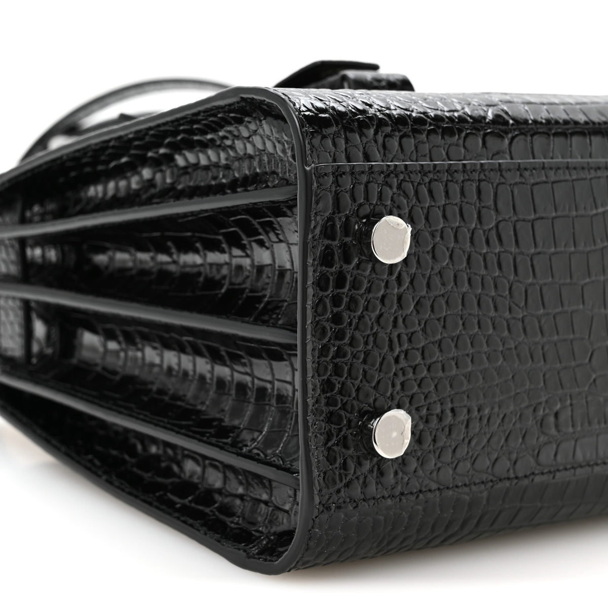 Calfskin Crocodile Embossed Baby Sac De Jour Black