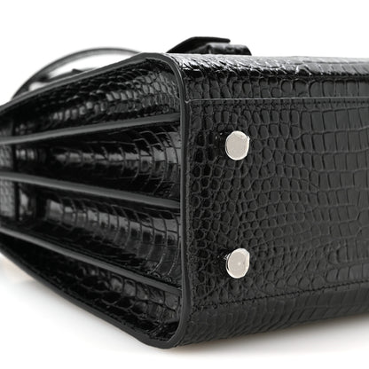 Saint Laurent Calfskin Crocodile Embossed Baby Sac De Jour Black 9 of 11