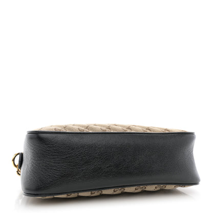 Gucci Monogram Matelasse Diagonal Small GG Marmont Chain Shoulder Bag Beige Black 4 of 11