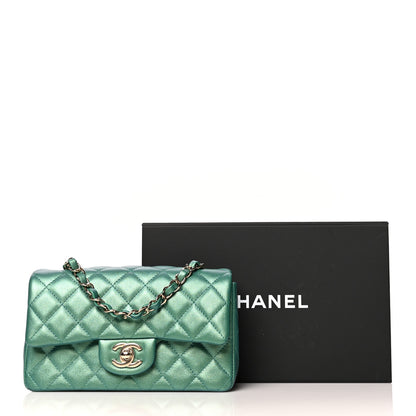 Chanel Iridescent Calfskin Quilted Mini Rectangular Flap Green 11 of 11