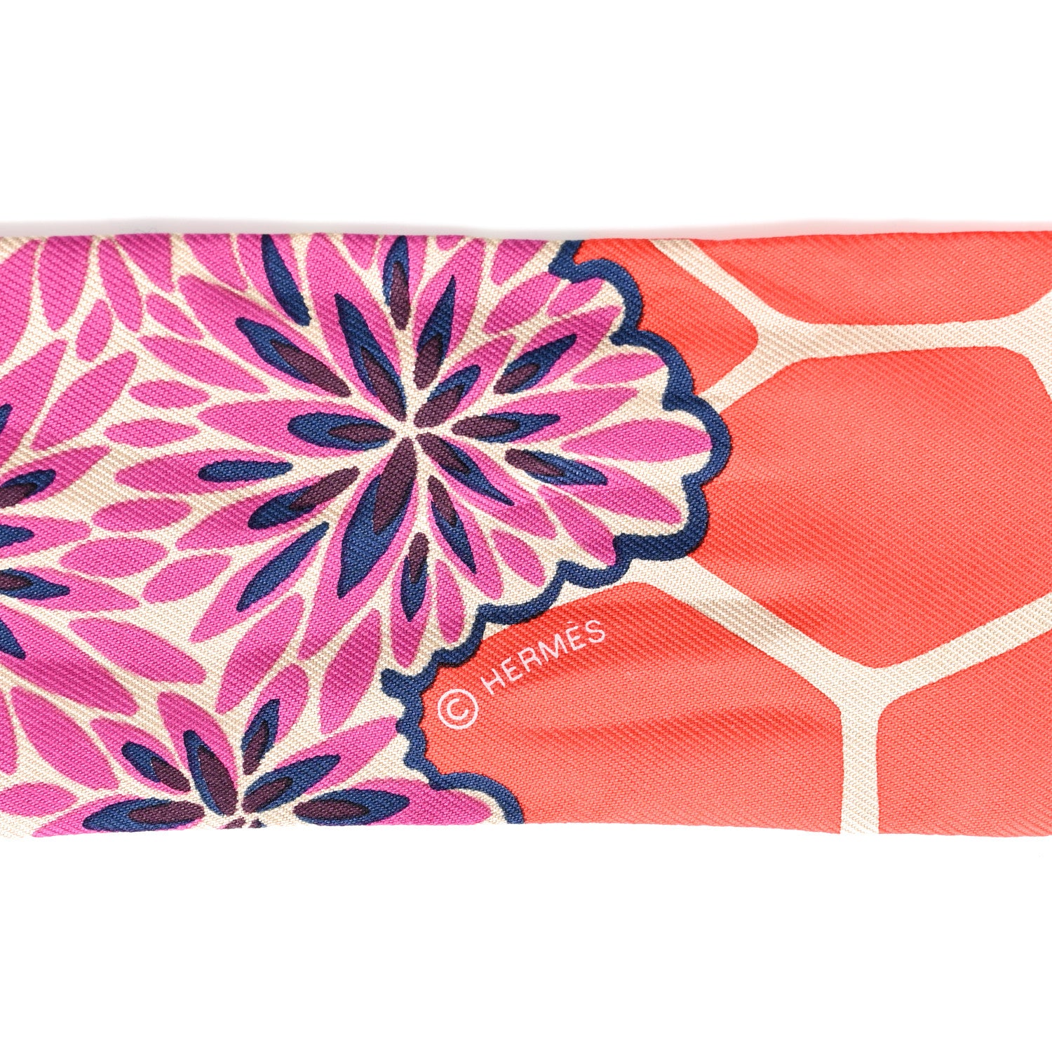 Hermes Silk The Three Graces Twilly Vermillion Fuchsia 4 of 4