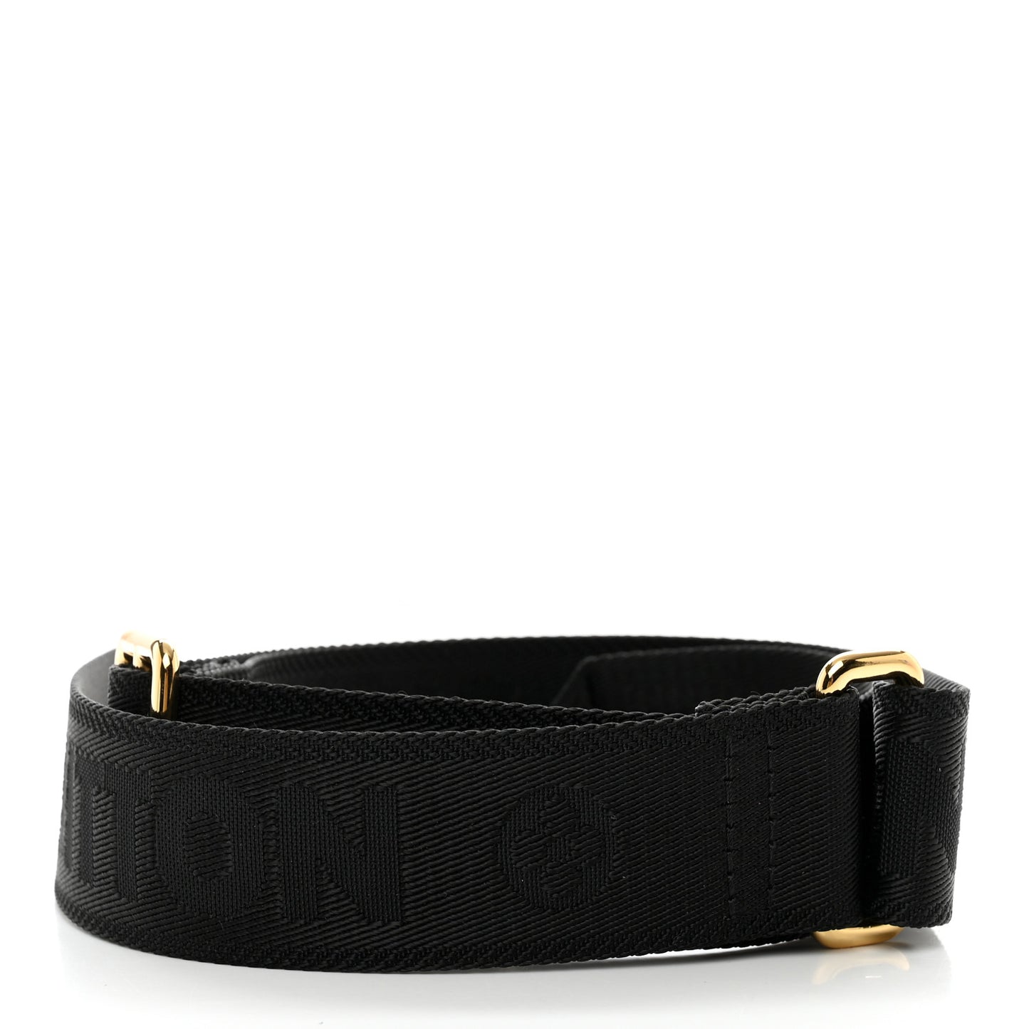 Nylon Calfskin Bubblegram Wallet Strap Black