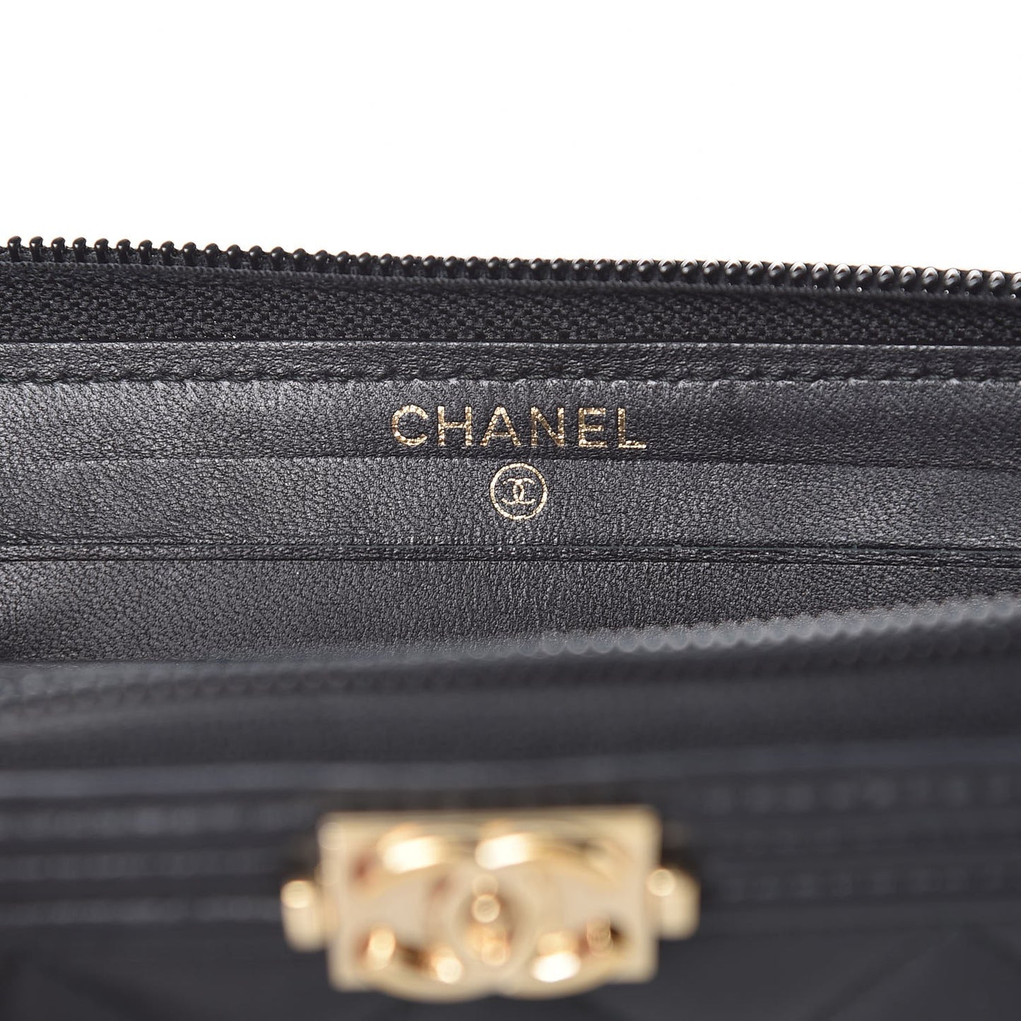 Lambskin Quilted Small Boy Zip Around Wallet Black