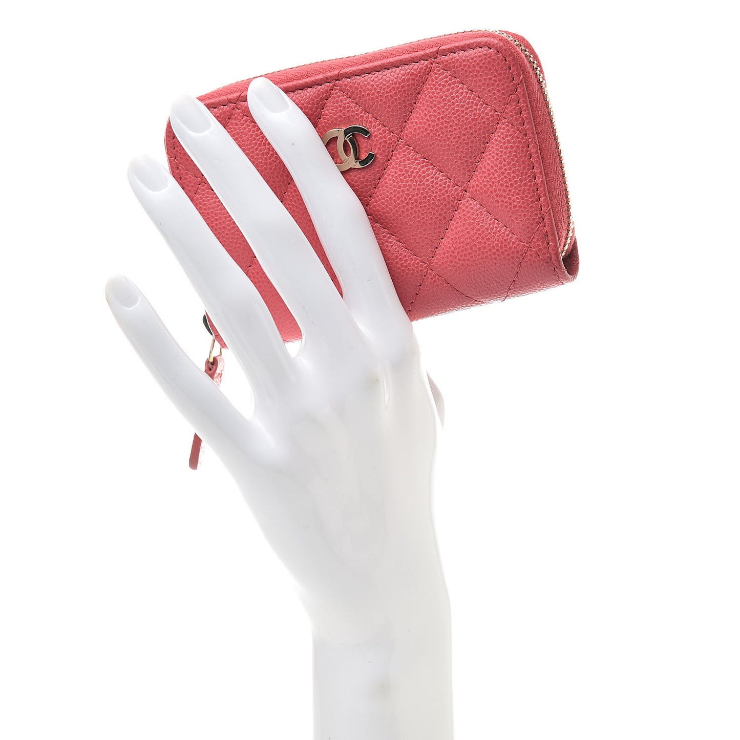 Caviar Quilted Zip Coin Purse Pink