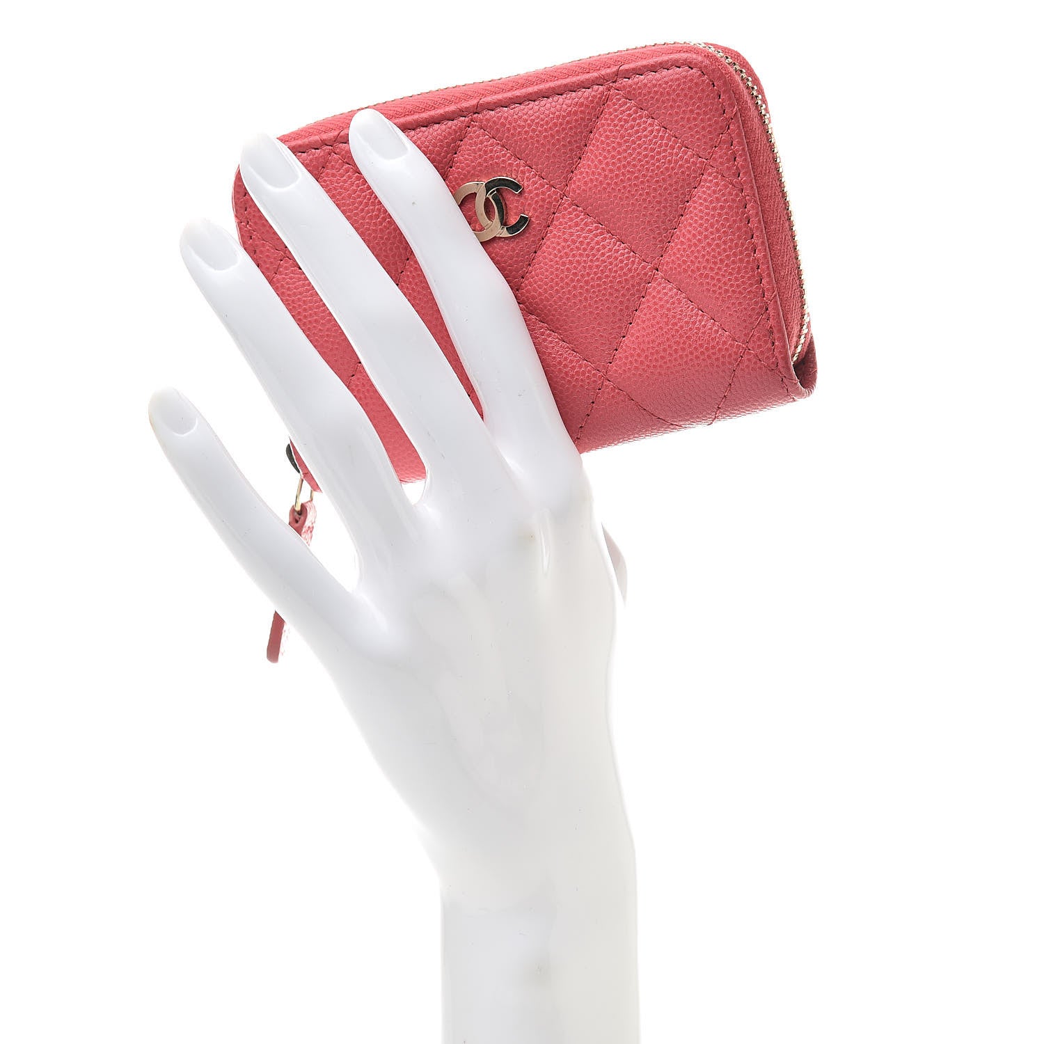 Chanel Caviar Quilted Zip Coin Purse Pink 2 of 10