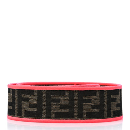 Fendi Fabric Jacquard FF 1974 Logo Threaded Edge Strap You Tobacco Moro Fuxia Fluo 2 of 4