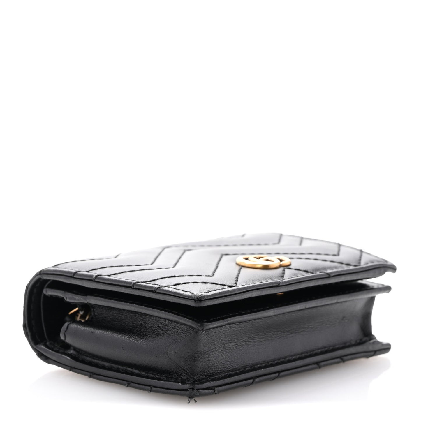 Calfskin Matelasse GG Marmont Card Case Wallet Black