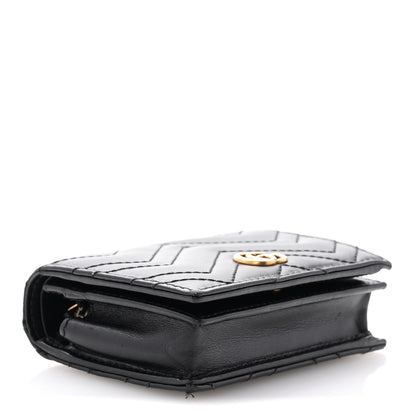 Gucci Calfskin Matelasse GG Marmont Card Case Wallet Black 4 of 14