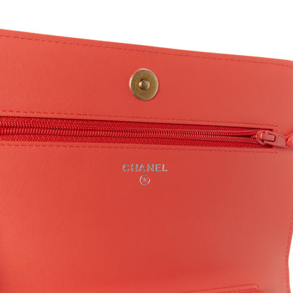 Chanel Aged Calfskin Quilted Gabrielle Wallet On Chain WOC  Orange 6 of 12