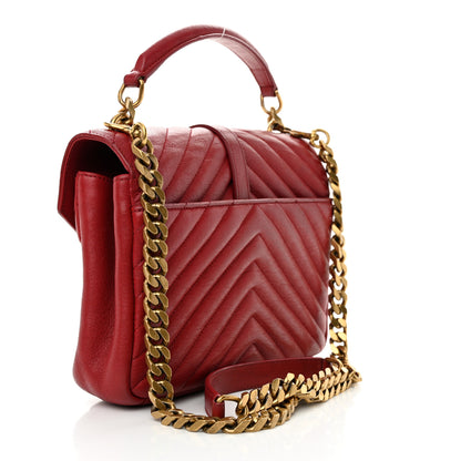 Saint Laurent Sheepskin Matelasse Chevron Monogram Medium College Bag Rouge 3 of 11